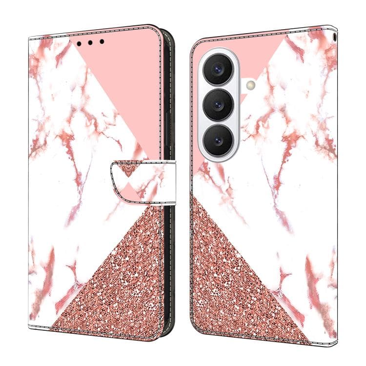For Samsung Galaxy S26 5G Crystal-Like Painted Vegan Leather Phone Case(Triangular Marble) - Immagine 1