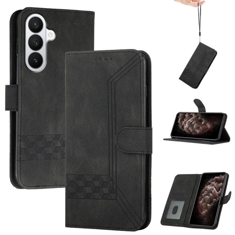 For Samsung Galaxy S26 5G Cubic Skin Feel Flip Leather Phone Case(Black) - Immagine 1