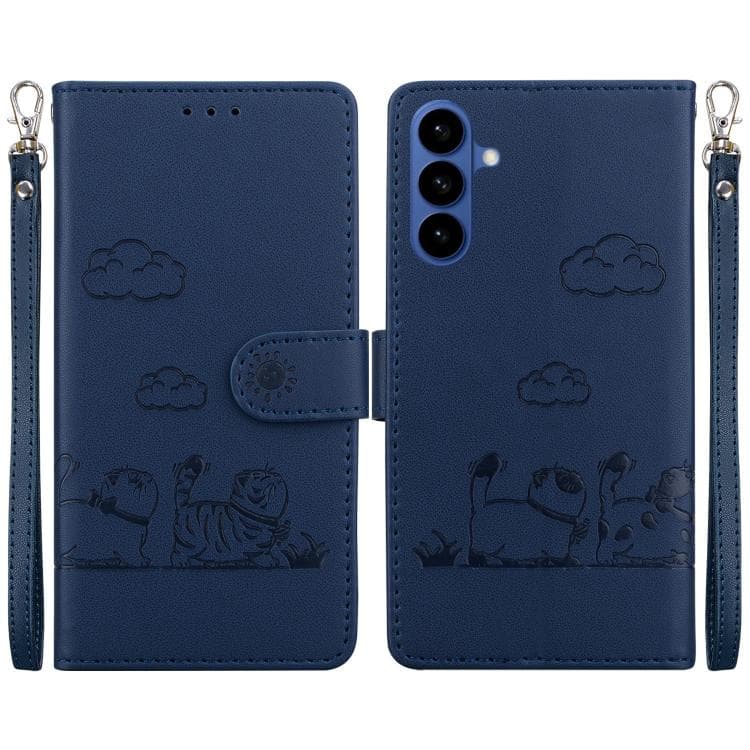 For Samsung Galaxy S26 5G Cute Cats RFID Leather Phone Case(Blue) - Immagine 1