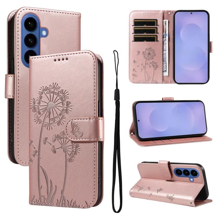For Samsung Galaxy S26 5G Dandelion Embossed Pattern Flip Leather Phone Case(Rose Gold) - Immagine 1