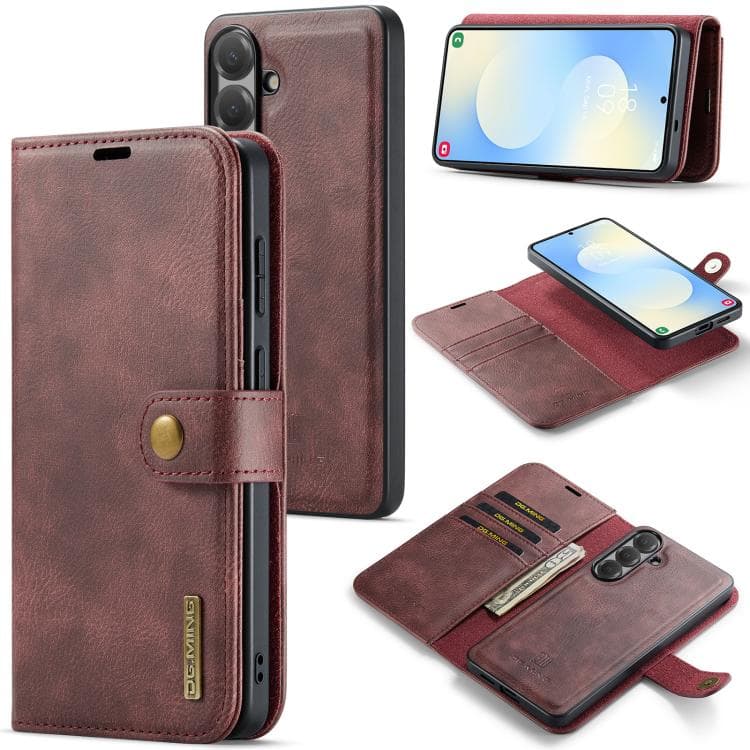 For Samsung Galaxy S26 5G DG.MING Crazy Horse Texture Detachable Magnetic Leather Case(Red) - Immagine 1