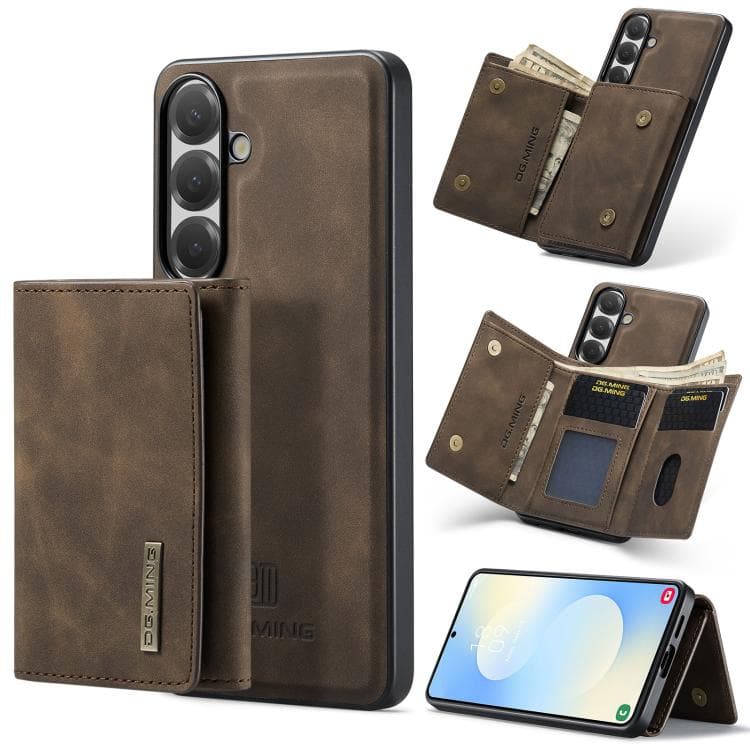 For Samsung Galaxy S26 5G DG.MING M1 Series 3-Fold Multi Card Wallet + Magnetic Phone Case(Coffee) - Immagine 1