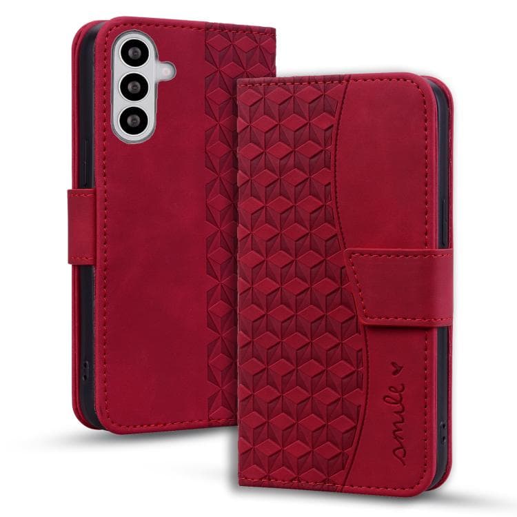 For Samsung Galaxy S26 5G Diamond Buckle Leather Phone Case with Lanyard(Wine Red) - Immagine 1
