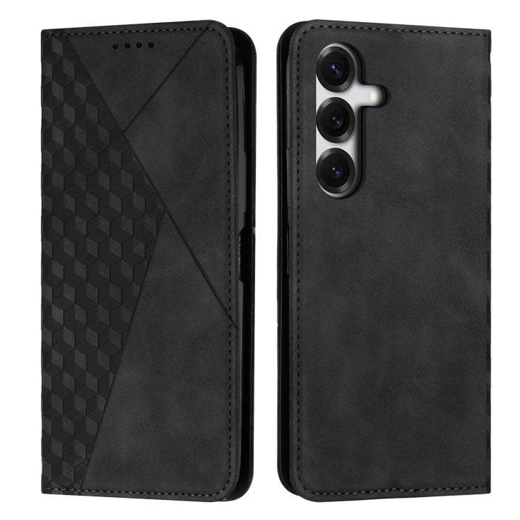 For Samsung Galaxy S26 5G Diamond Splicing Skin Feel Magnetic Leather Phone Case(Black) - Immagine 1