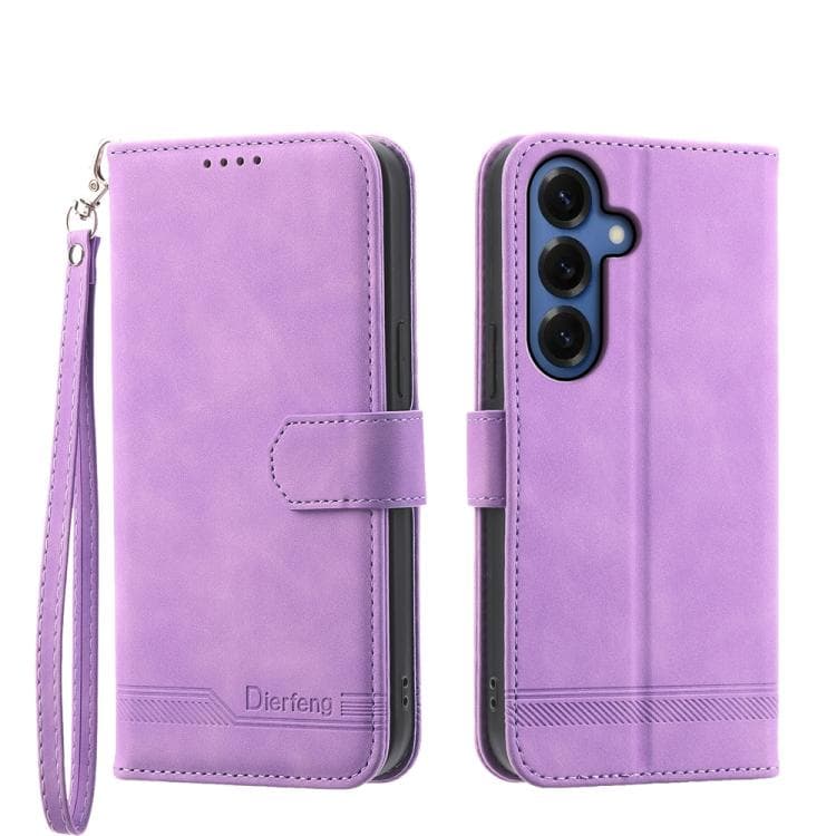 For Samsung Galaxy S26 5G Dierfeng Dream Line TPU Hybrid PU Leather Phone Case(Purple) - Immagine 1