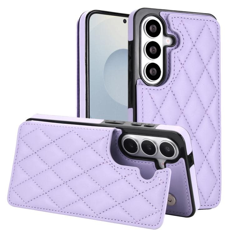 For Samsung Galaxy S26 5G Double Buckle Rhombic PU Leather Phone Case(Purple) - Immagine 1