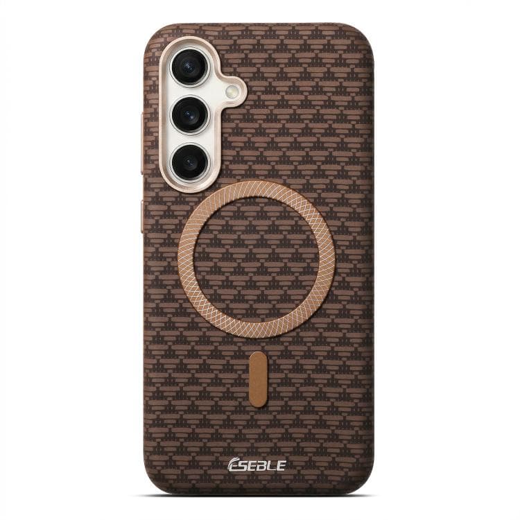 For Samsung Galaxy S26 5G ESEBLE L3 Triangular Shield Metal Lens Magnetic Phone Case(Dark Brown) - Immagine 1