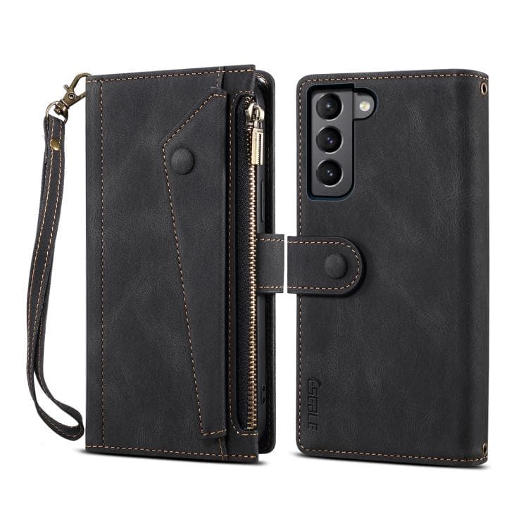 Per Samsung Galaxy S26 5G ESEBLE Custodia in Pelle Retro Frosted con RFID e Cerniera (Nero) - Immagine 1