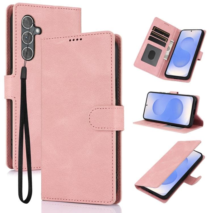 For Samsung Galaxy S26 5G Fantasy Skin-feel Calfskin Texture Leather Phone Case(Pink) - Immagine 1