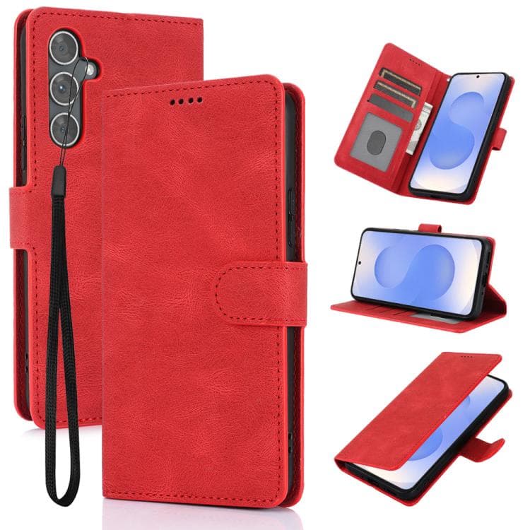 For Samsung Galaxy S26 5G Fantasy Skin-feel Calfskin Texture Leather Phone Case(Red) - Immagine 1