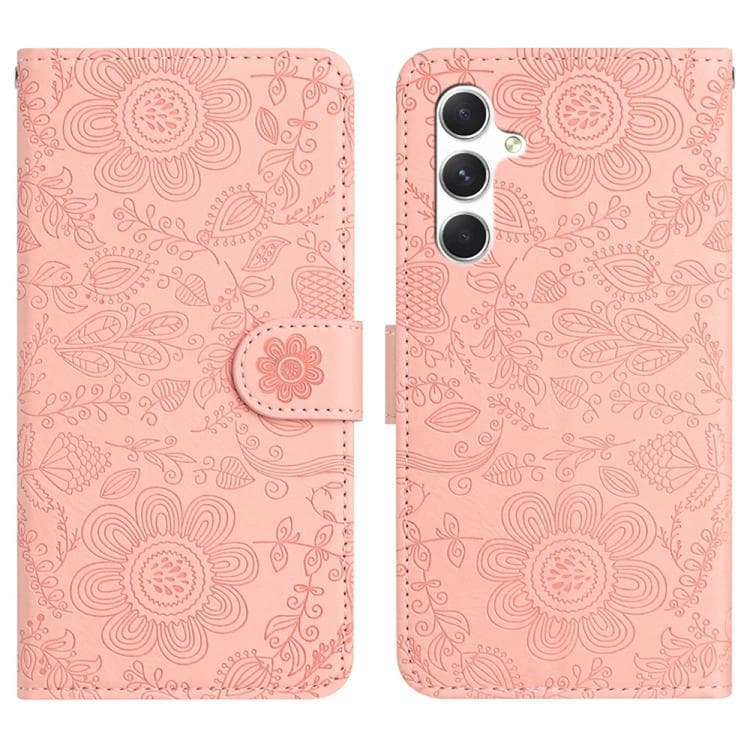 For Samsung Galaxy S26 5G Floral Embossed Pattern Leather Phone Case(Pink) - Immagine 1