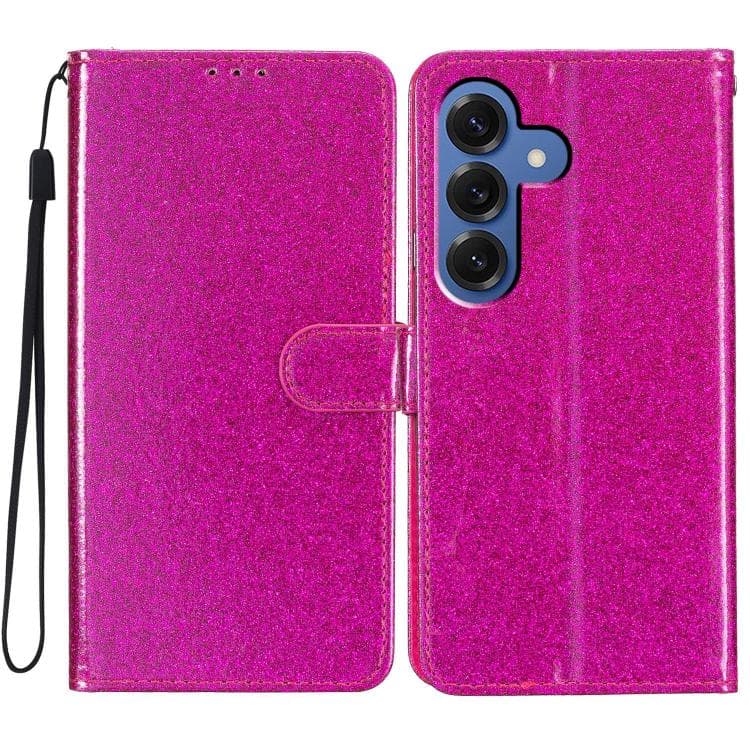 For Samsung Galaxy S26 5G Glitter Powder Flip Leather Phone Case(Rose Red) - Immagine 1
