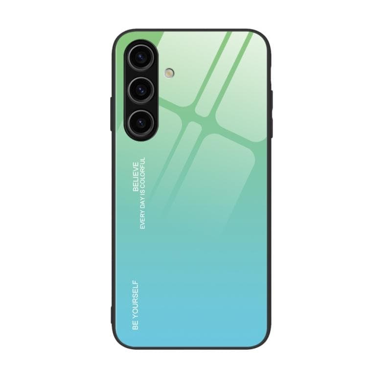 For Samsung Galaxy S26 5G Gradient Color Glass Phone Case(Green Cyan) - Immagine 1