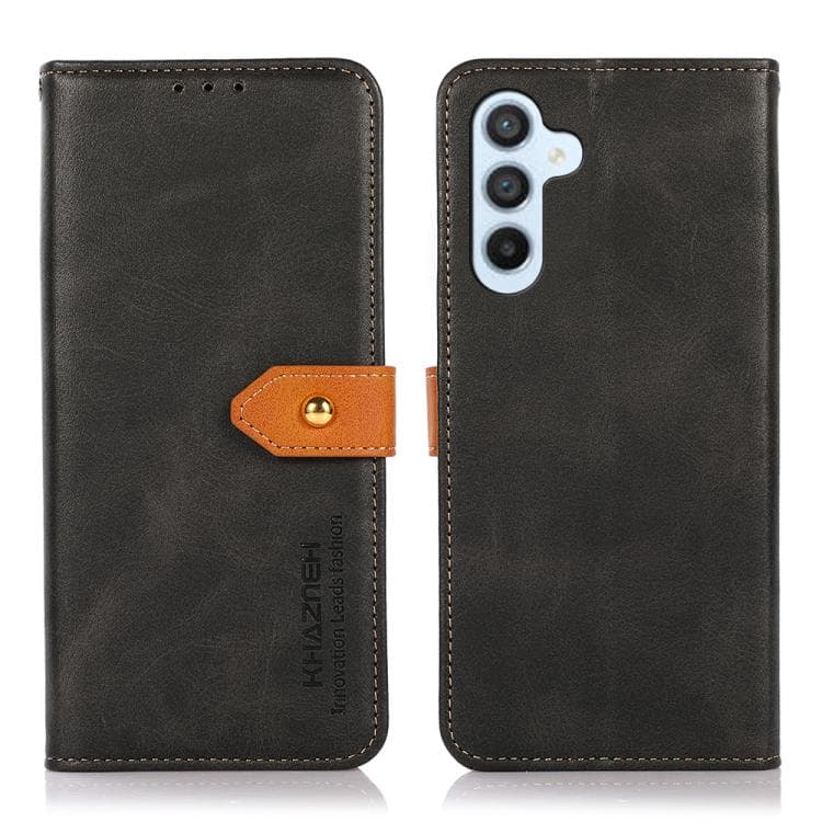 Fondina in pelle con texture bicolore in pelle di mucca per Samsung Galaxy S26 5G KHAZNEH (Nero) - Immagine 1