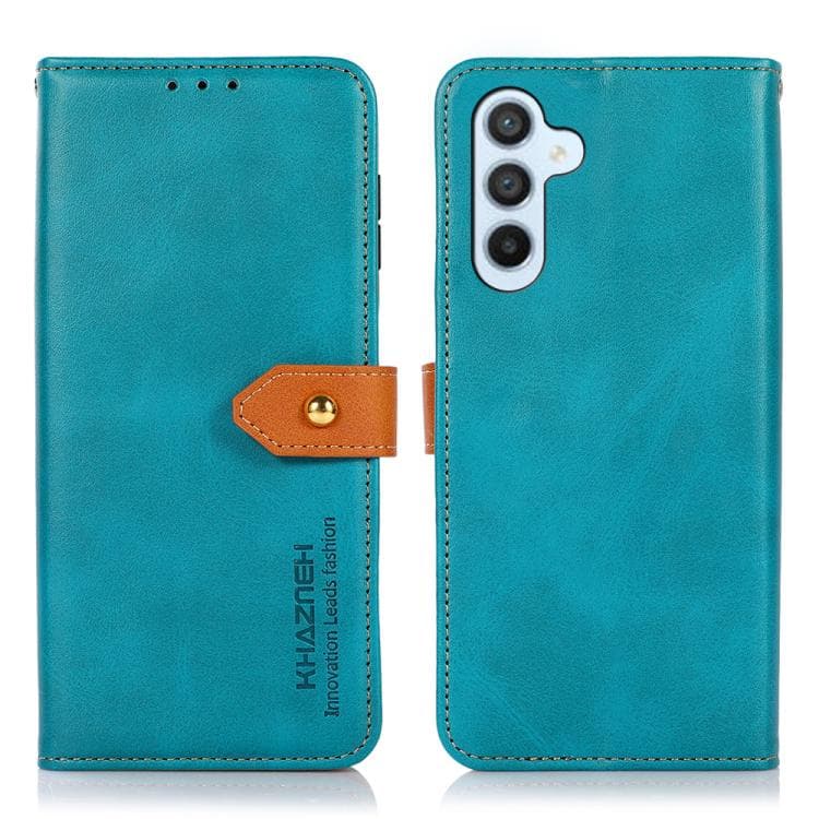Per Samsung Galaxy S26 5G KHAZNEH Custodia in pelle con texture bicolore in similpelle (Blu) - Immagine 1