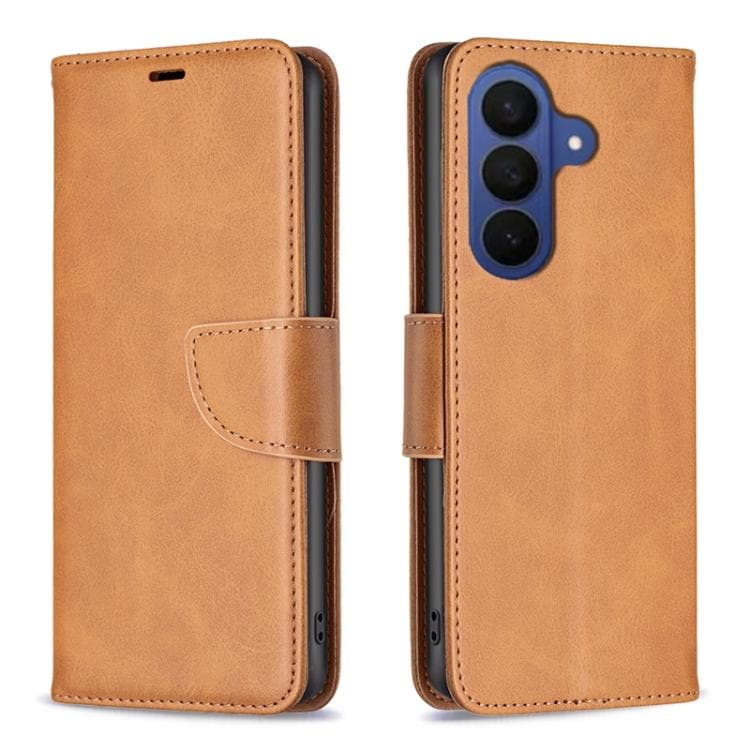 For Samsung Galaxy S26 5G Lambskin Texture Pure Color Flip Leather Phone Case(Yellow) - Immagine 1