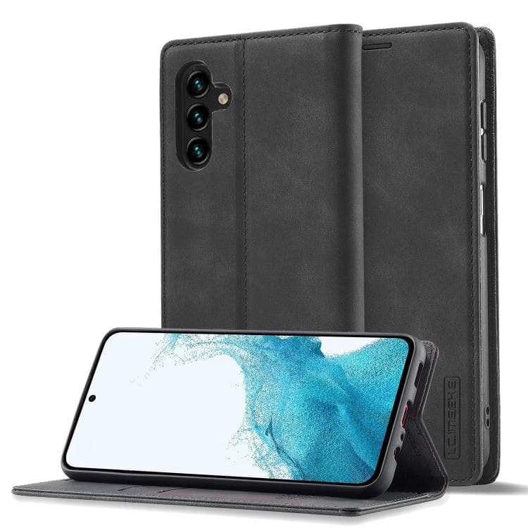 For Samsung Galaxy S26 5G LC.IMEEKE Strong Magnetism Microfiber Leather Phone Case(Black) - Immagine 1