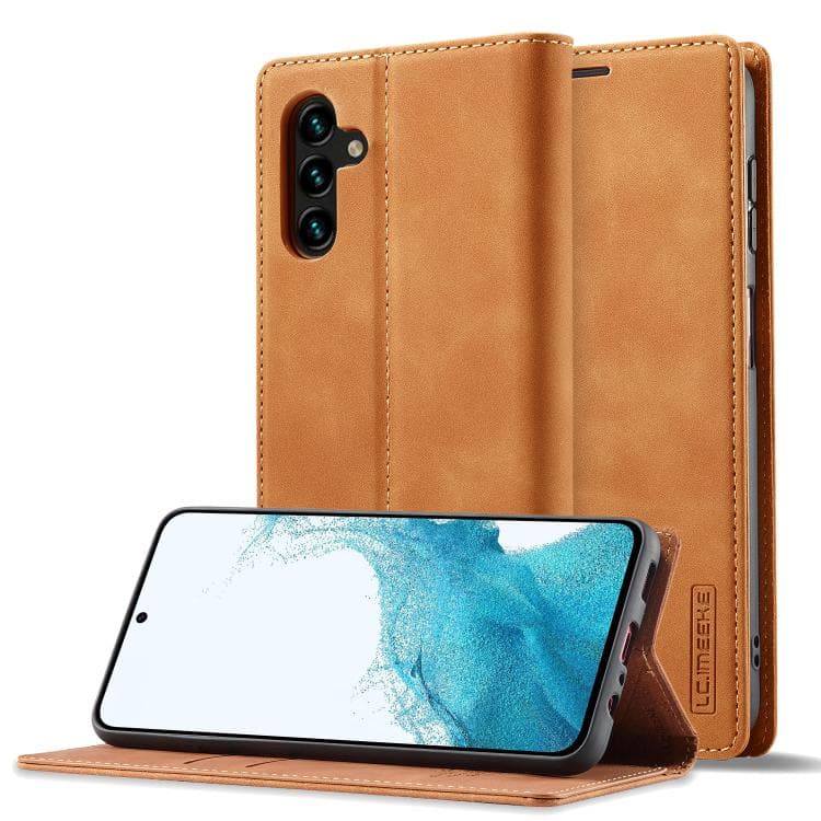 For Samsung Galaxy S26 5G LC.IMEEKE Strong Magnetism Microfiber Leather Phone Case(Brown) - Immagine 1