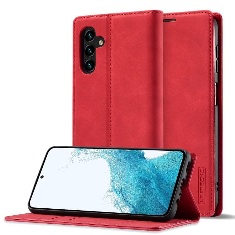 For Samsung Galaxy S26 5G LC.IMEEKE Strong Magnetism Microfiber Leather Phone Case(Red) - Immagine 1