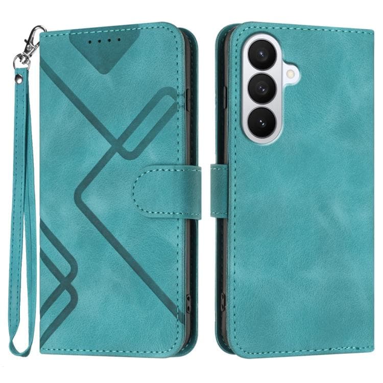 For Samsung Galaxy S26 5G Line Pattern Skin Feel Leather Phone Case(Light Blue) - Immagine 1