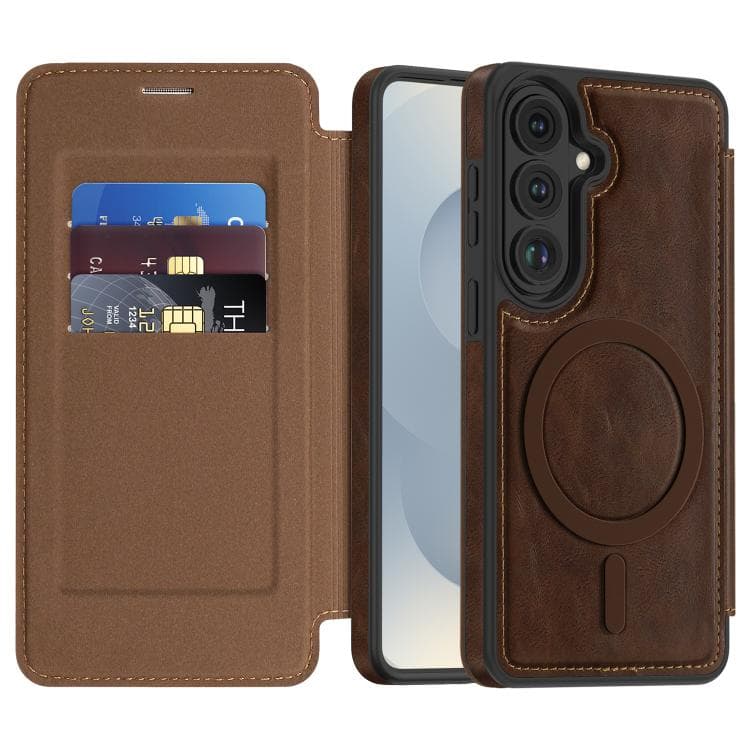 For Samsung Galaxy S26 5G Linton MagSafe Leather Phone Case(Coffee) - Immagine 1