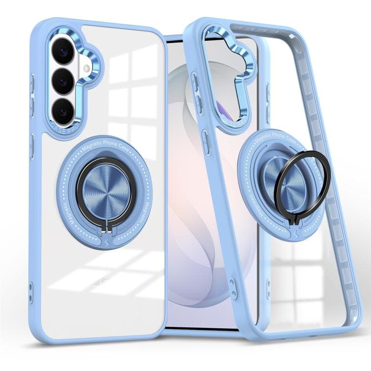 For Samsung Galaxy S26 5G Magnetic Rotating Ring Holder Phone Case(Light Blue) - Immagine 1