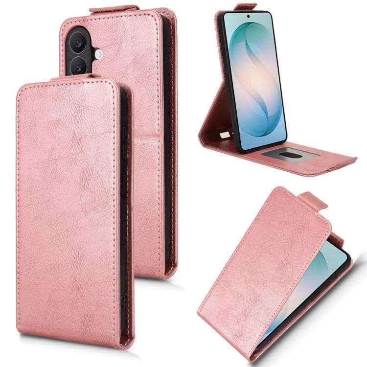 For Samsung Galaxy S26 5G Magnetic Vertical Flip Leather Phone Case with Buckle(Rose Gold) - Immagine 1