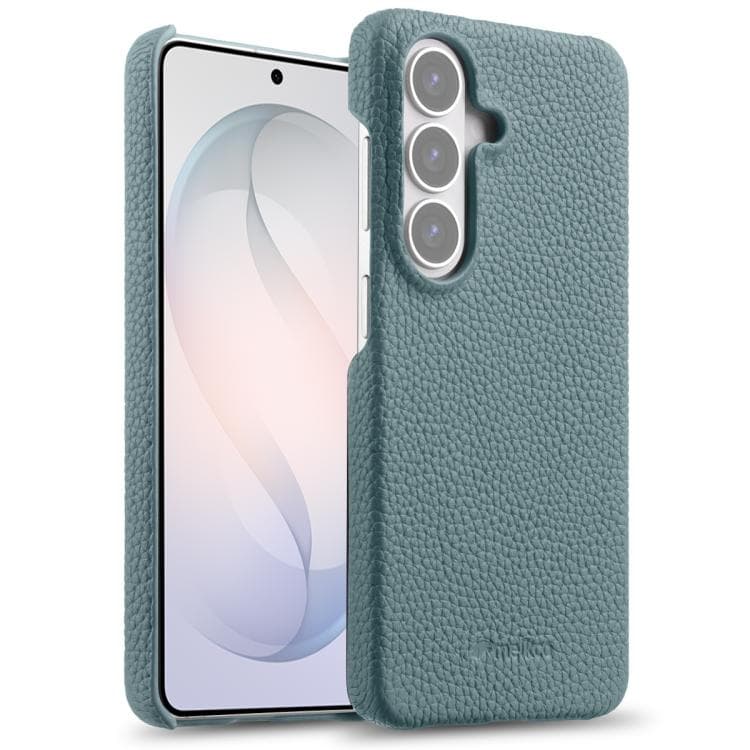 For Samsung Galaxy S26 5G melkco Litchi Texture Magnetic Half Coverage Genuine Leather Phone Case(Light Blue) - Immagine 1