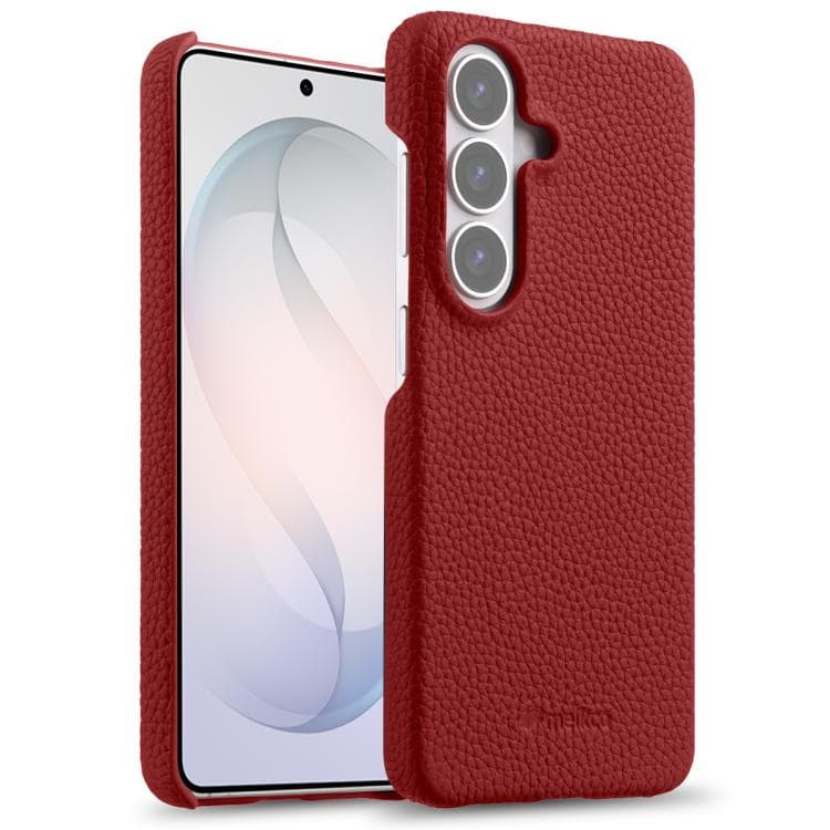 For Samsung Galaxy S26 5G melkco Litchi Texture Magnetic Half Coverage Genuine Leather Phone Case(Red) - Immagine 1