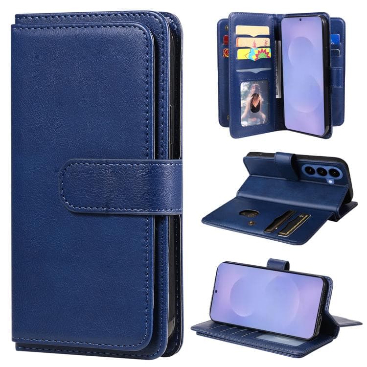 For Samsung Galaxy S26 5G Multi-Function Wallet 10 Card Slots Leather Phone Case(Dark Blue) - Immagine 1