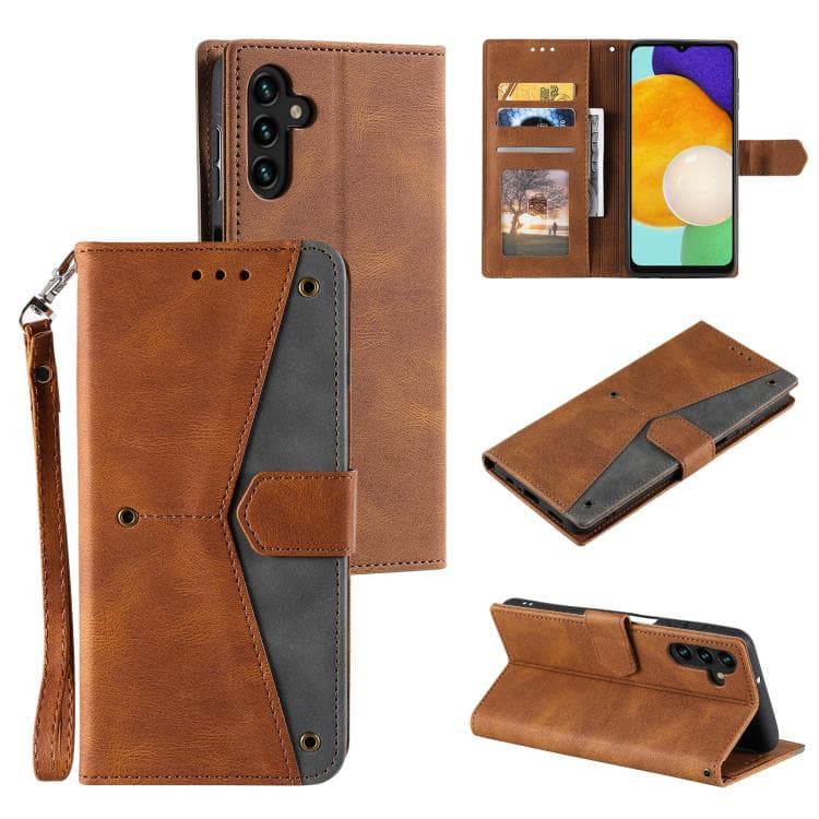 For Samsung Galaxy S26 5G Nail Skin Feel Stitching Calf Texture Leather Phone Case(Brown) - Immagine 1