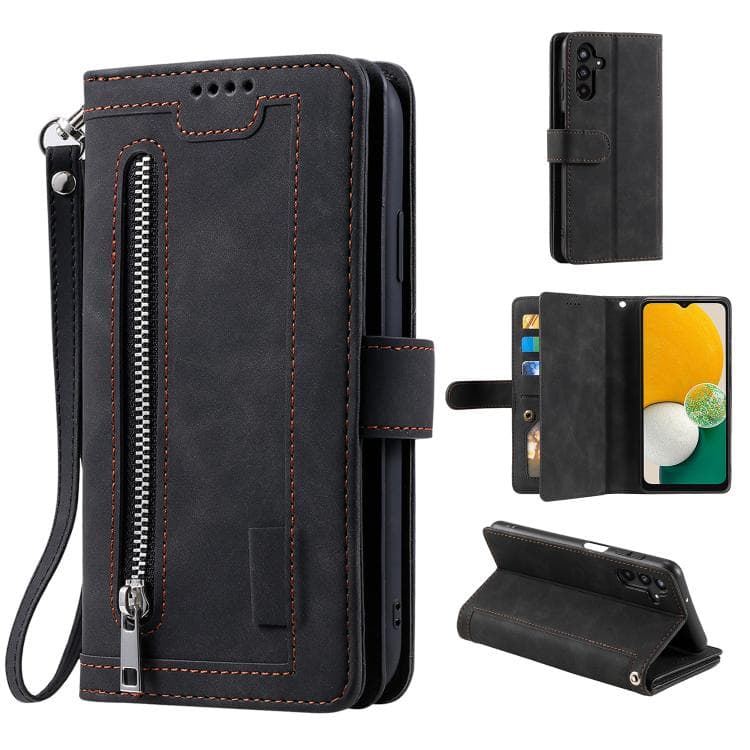 For Samsung Galaxy S26 5G Nine Card Zipper Bag Leather Phone Case with Lanyard(Black) - Immagine 1
