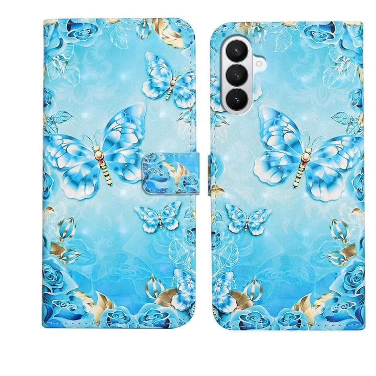 Fondina per telefono in pelle con motivo 3D a olio per Samsung Galaxy S26 5G (Farfalla Blu) - Immagine 1