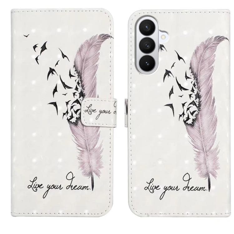 Fondina per telefono in pelle con motivo 3D a olio per Samsung Galaxy S26 5G (Piuma) - Immagine 1
