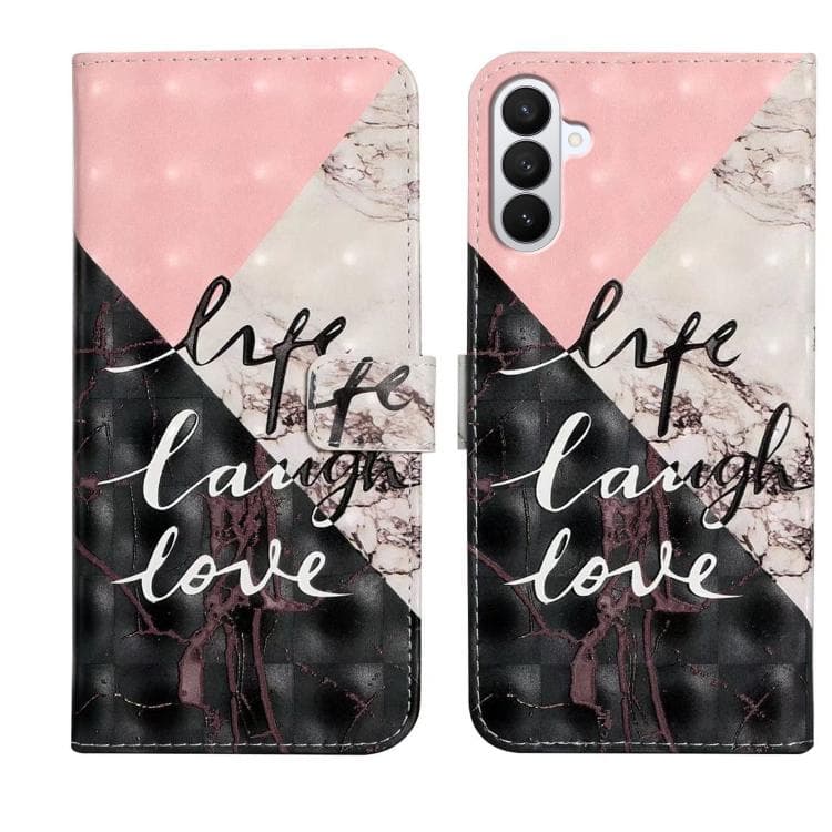 Fondina per telefono in pelle con motivo marmo e cuciture 3D per Samsung Galaxy S26 5G - Immagine 1