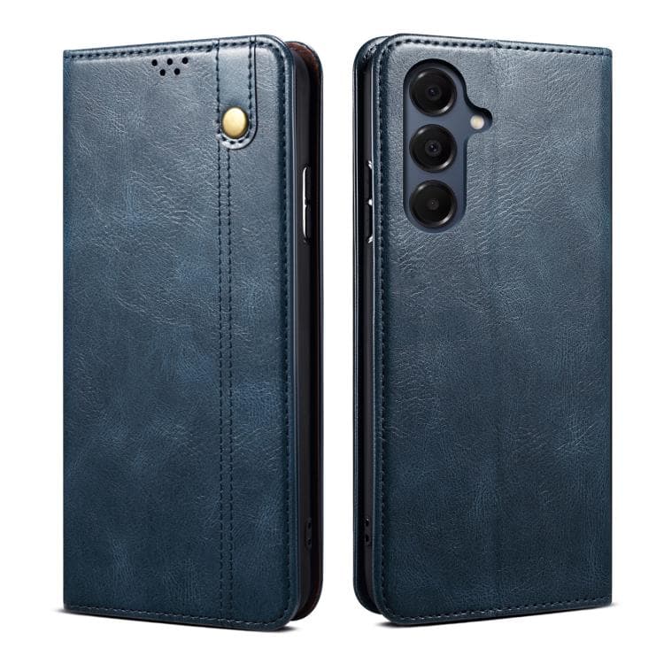 Fondina in pelle con texture Crazy Horse e cera per Samsung Galaxy S26 5G (Blu) - Immagine 1