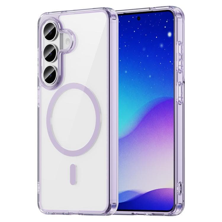 For Samsung Galaxy S26 5G PC Hybrid TPU Airbag Shockproof MagSafe Phone Case(Transparent Purple) - Immagine 1