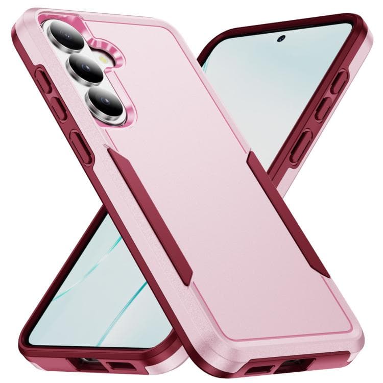Per Samsung Galaxy S26 5G Pioneer Armor Custodia per Telefono Pesante PC Ibrido TPU (Rosa+Rosso Rosa) - Immagine 1