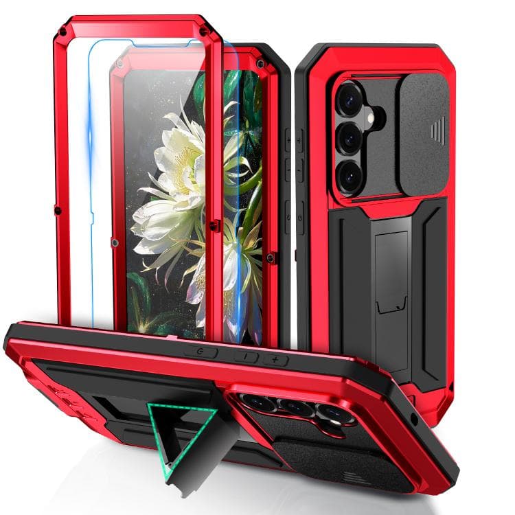 Custodia impermeabile per Samsung Galaxy S26 5G R-JUST con fotocamera scorrevole e supporto per la vita (Rosso) - Immagine 1