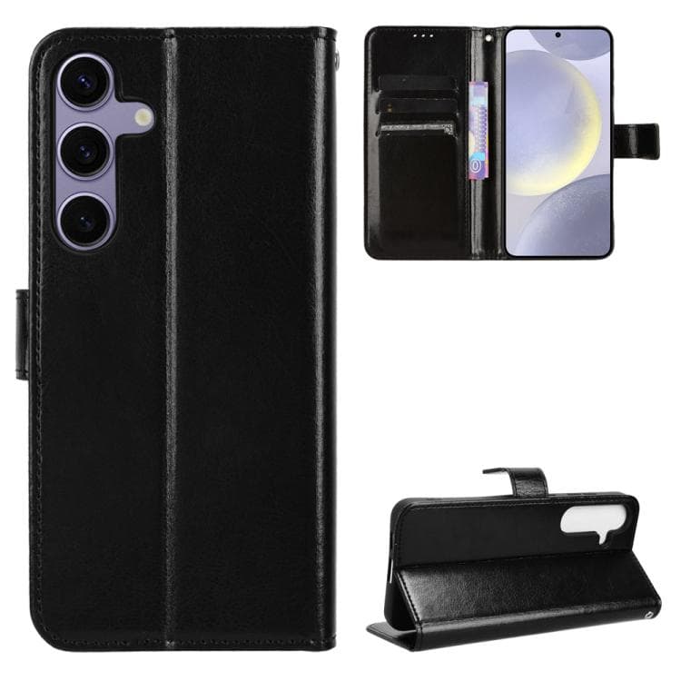 For Samsung Galaxy S26 5G Retro Crazy Horse Texture Vegan Leather Phone Case(Black) - Immagine 1