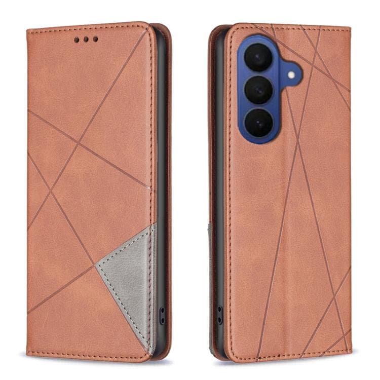 For Samsung Galaxy S26 5G Rhombus Texture Magnetic Leather Phone Case(Brown) - Immagine 1