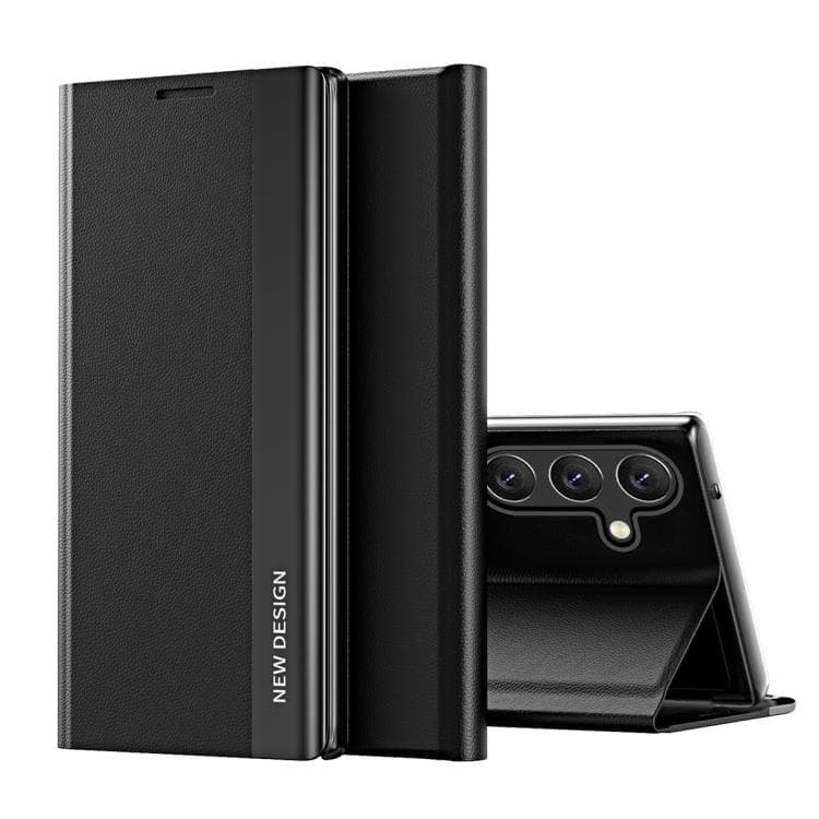 For Samsung Galaxy S26 5G Side Electroplated Adsorption Leather Phone Case(Graphite Black)