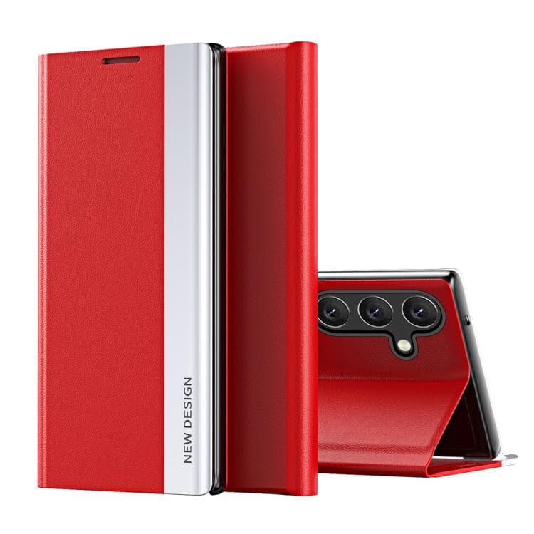 For Samsung Galaxy S26 5G Side Electroplated Adsorption Leather Phone Case(Red)