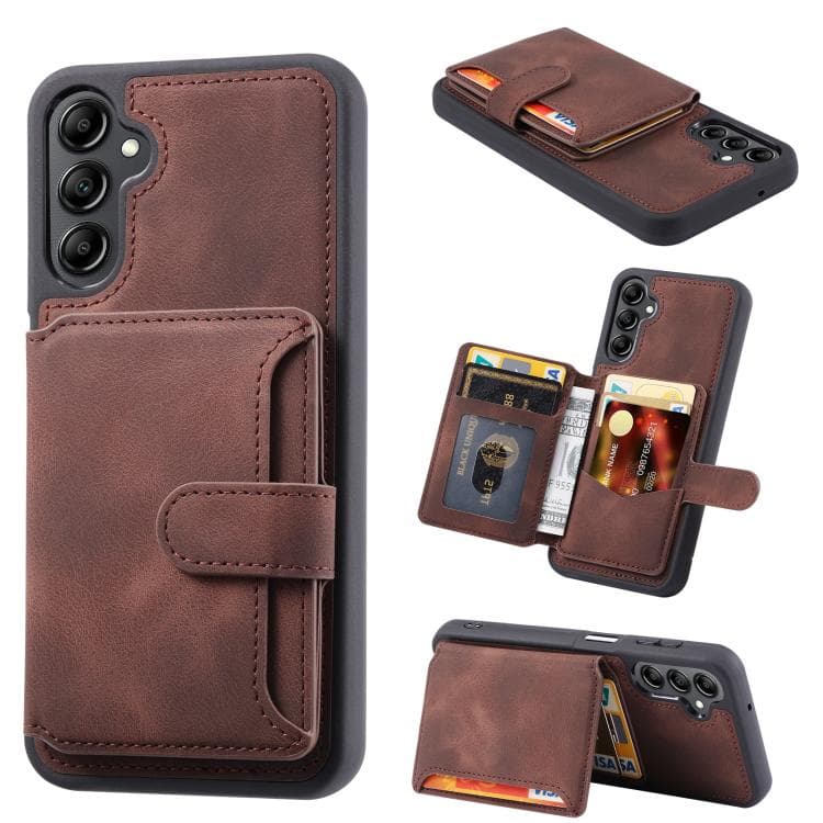 For Samsung Galaxy S26 5G Skin Feel Dream RFID Anti-theft PU Card Bag Phone Case(Coffee) - Immagine 1