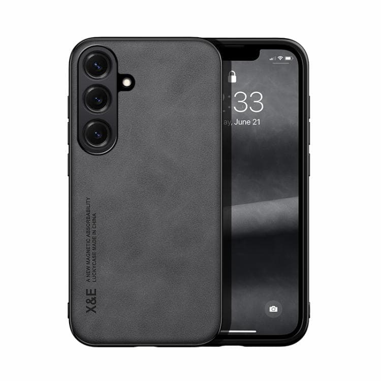 For Samsung Galaxy S26 5G Skin Feel Magnetic Leather Back Phone Case(Dark Grey) - Immagine 1