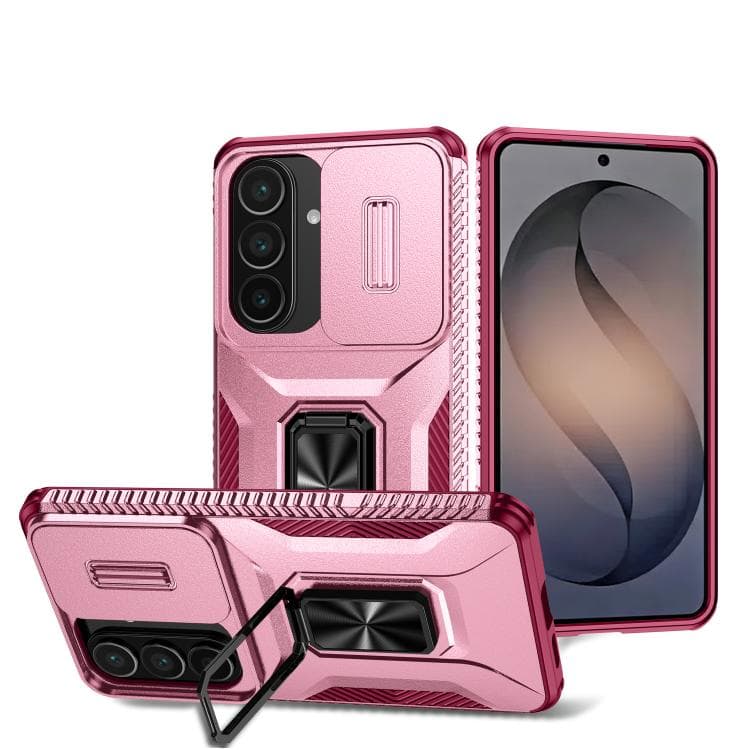 For Samsung Galaxy S26 5G Sliding Camshield Holder Phone Case(Pink + Rose Red) - Immagine 1
