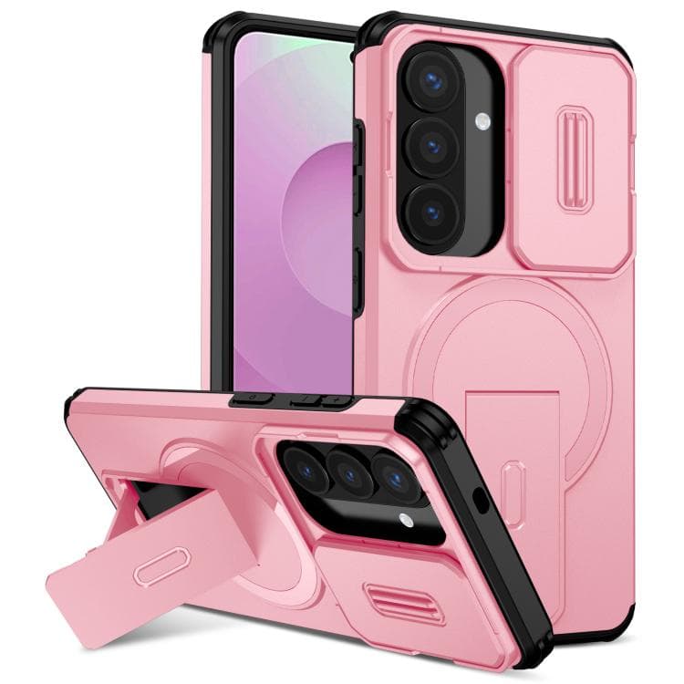 For Samsung Galaxy S26 5G Sliding Camshield MagSafe Holder Phone Case(Pink) - Immagine 1