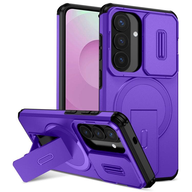 For Samsung Galaxy S26 5G Sliding Camshield MagSafe Holder Phone Case(Purple) - Immagine 1
