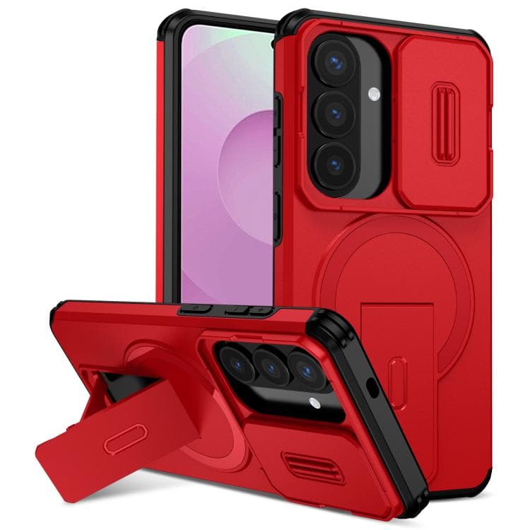 For Samsung Galaxy S26 5G Sliding Camshield MagSafe Holder Phone Case(Red) - Immagine 1