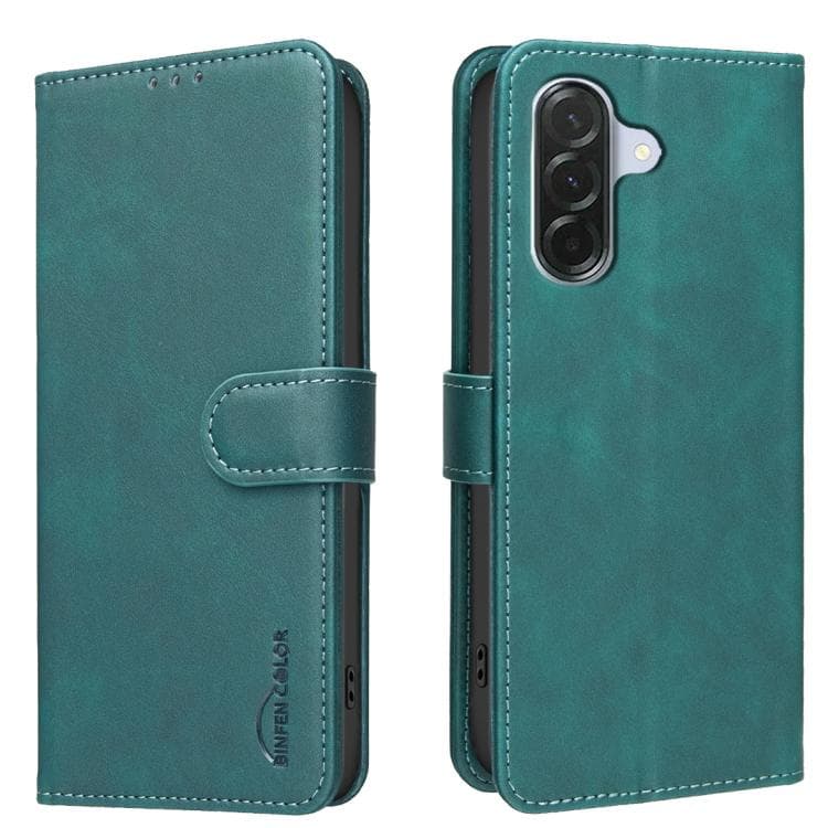 For Samsung Galaxy S26 5G Solid Color Calfskin Texture RFID Vegan Leather Phone Case(Green) - Immagine 1